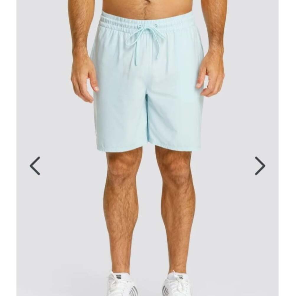 Tail Spin It Aaron Shorts Mens Sz Large Aqua Blue Stretch run tennis NWT . DW